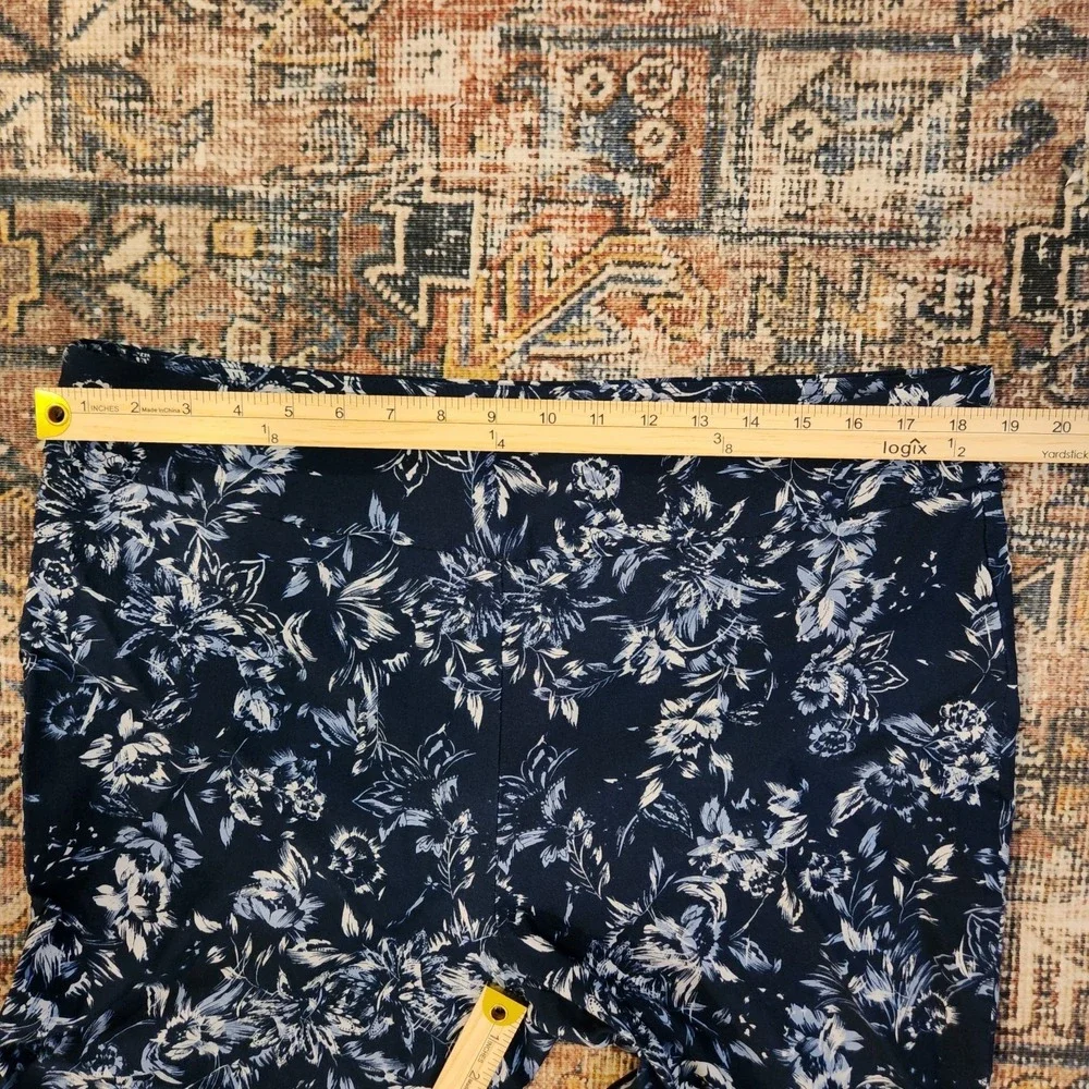 Counterparts Pants Women Size 18 Blue Floral Elastic Waist Pull On Stretch - Picture 7 of 9